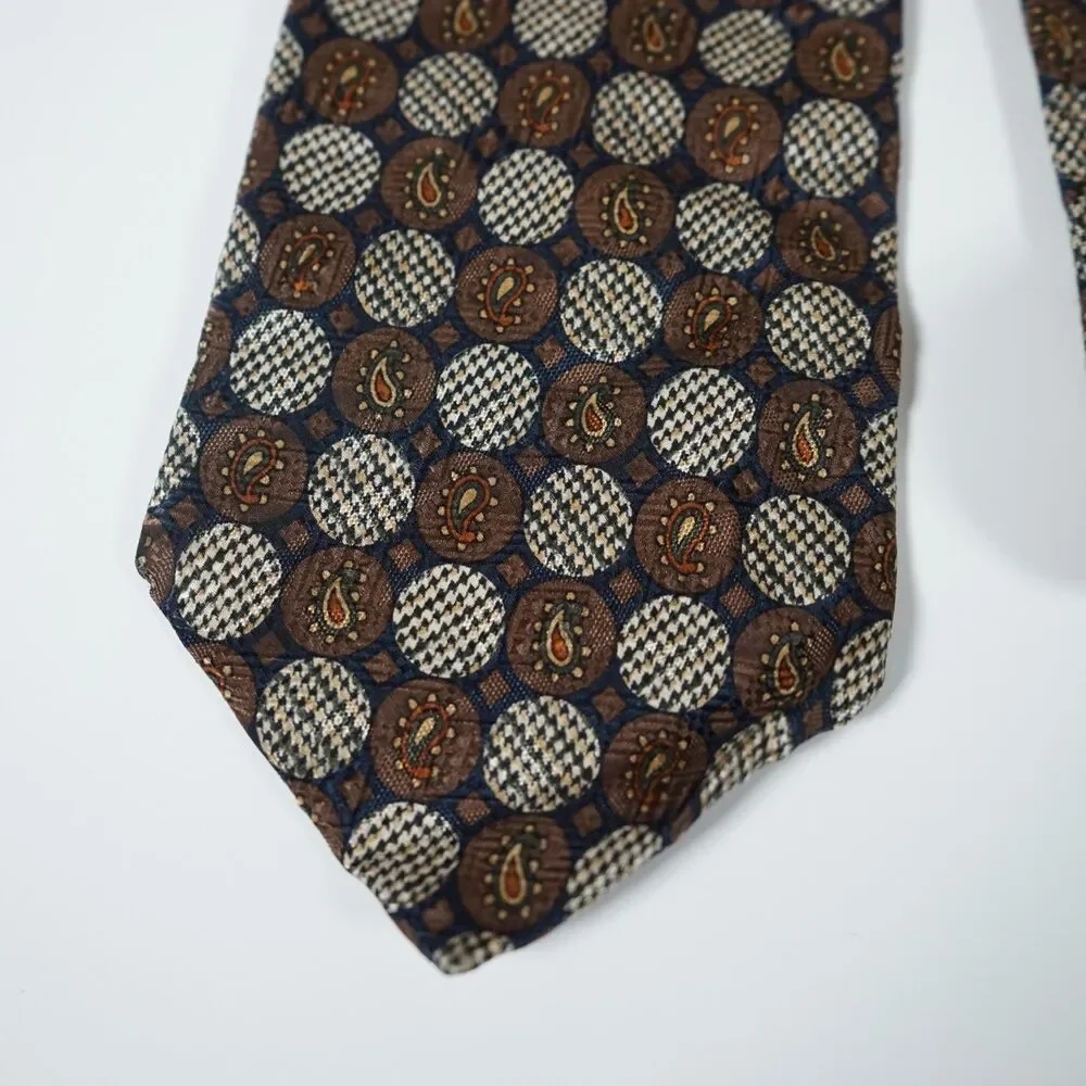 Pierre Balmain Tie Silk Made In USA Pattern Vintage Houndstooth Paisley